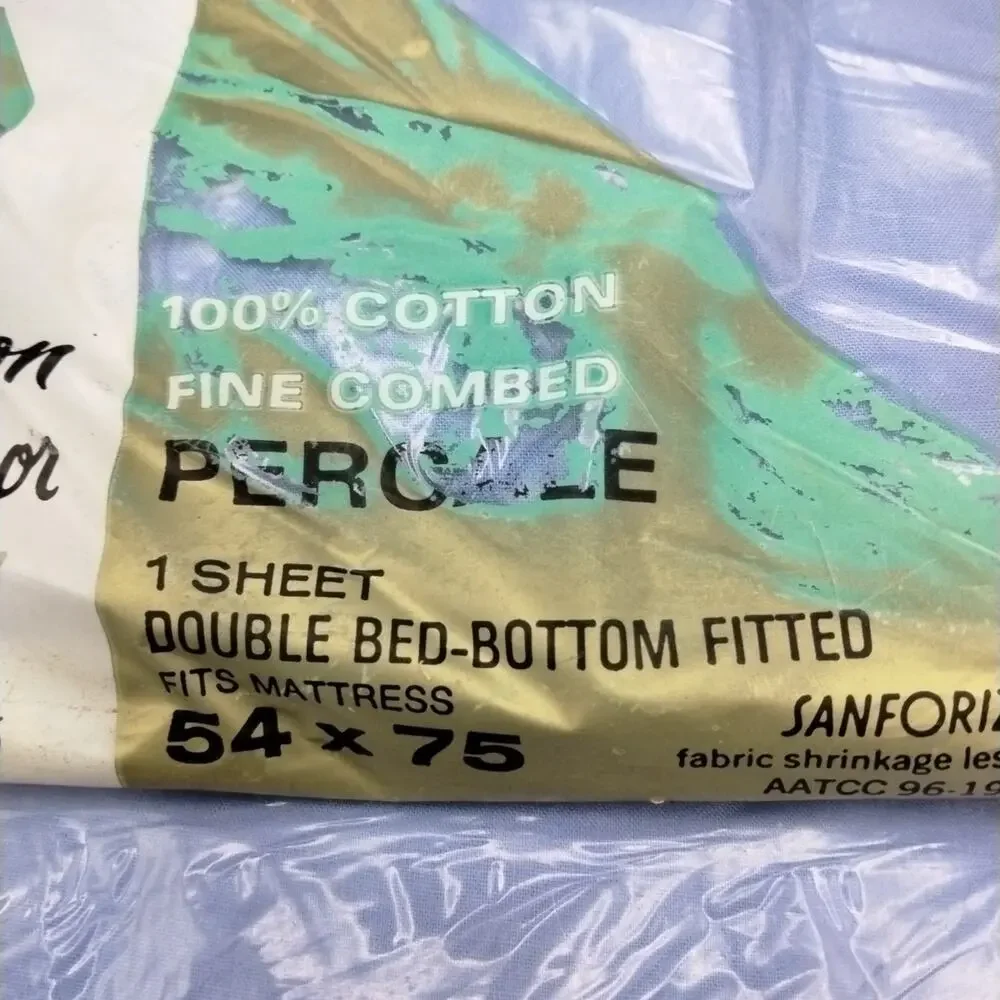 Vtg JC Penney Fashion Manor Sheet Set Blue Floral Double Flat And Fitted